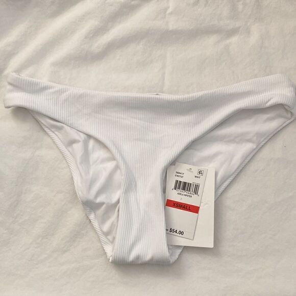 Becca by Rebecca Virtue White Adela Ruched Hipster Bikini Swim Bottom NWT - Picture 5 of 8